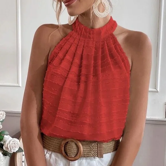 Boho Textured Minimalist Halter Top - Picture 11 of 14